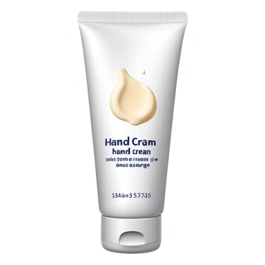 used tube of hand cream, slightly squeezed, cap off, some cream visible sticker