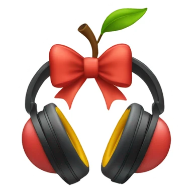 Apple headphones with a bow sticker
