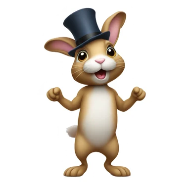 rabbit stands on two legs with a hat two ears sticker