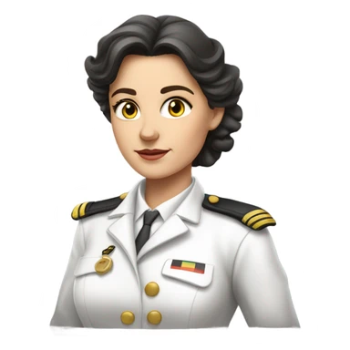 German Ship Captain Woman white Uniform dark hair sticker