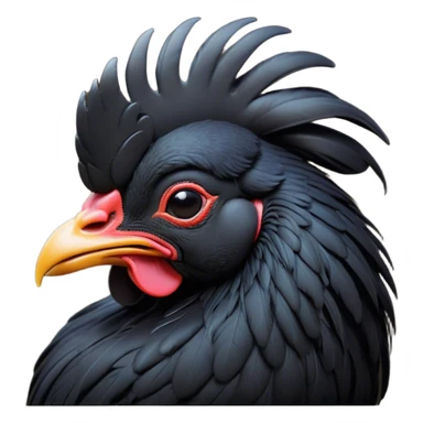 Meme-Worthy Cute Sleeping Black Rooster Portrait Emoji, Head resting peacefully with a contented smile, showcasing a robust build and a luxuriously soft pure black plumage, eyes shut in a serene, restful nap, Simplified yet hilariously adorable features, highly detailed, glowing with a soft, drowsy light, high shine, relaxed and utterly lovable, stylized with an air of playful laziness, bright and heartwarming, soft glowing outline, capturing the essence of a comically sleepy rooster, so meme-worthy it feels like it could instantly become the next viral sensation of adorable slumber! sticker