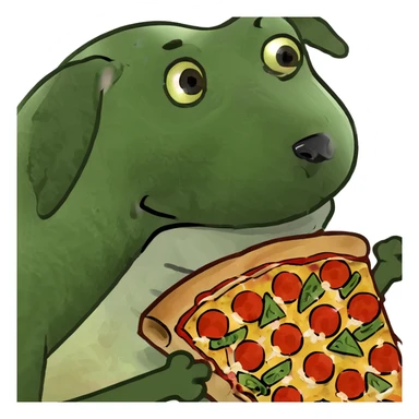 happy dog with pizza sticker