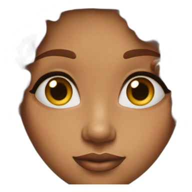 brown lady with short curly half and half brown and red hair with brown almond eyes and long lashes and full lips with a nice small round nose sticker