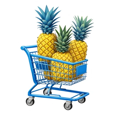 pineapples in a blue Shopping cart  sticker