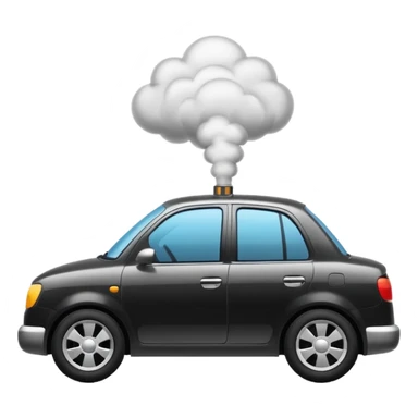 car with smoke coming from exhaust, emoji style sticker