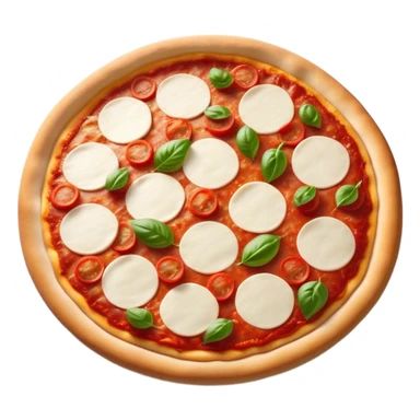 Cinematic Realistic Pizza Napoletana Dish Emoji, depicted as a classic thin‚Äêcrust pizza topped with vibrant tomato sauce, fresh mozzarella, and basil rendered with mouth‚Äêwatering textures and warm natural lighting. sticker
