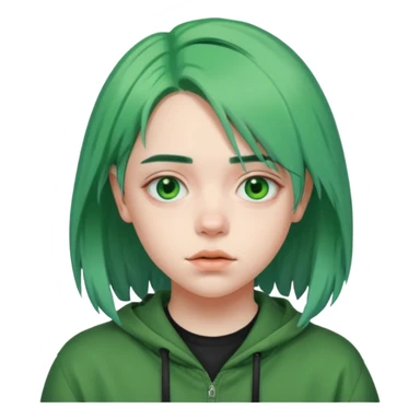 A teenager who looks like Billie Eilish when she had green hair sticker