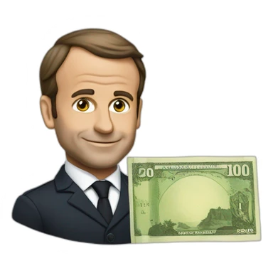 Macron avec une liasse de billet sticker