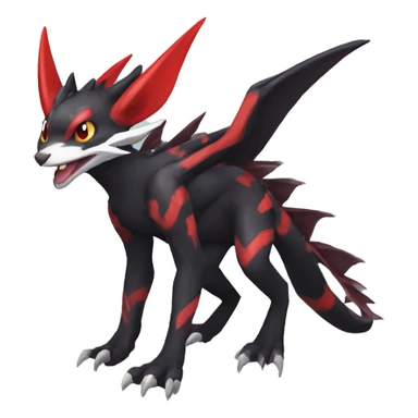 Black Cool Edgy Anthro Noivern-Nargacuga Fakémon  with White and Red Edgy markings sticker