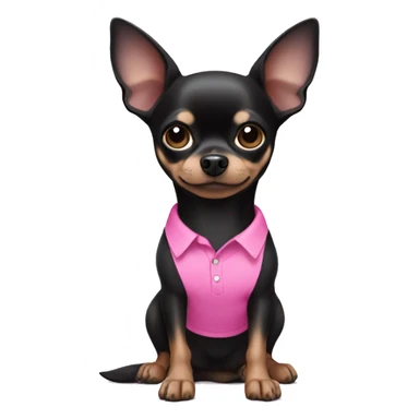 Fully black chihuahua in pink shirt sticker
