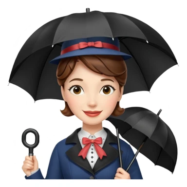 Mary Poppins holds an umbrella in her hand. sticker