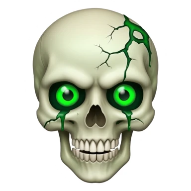 Bleeding skull with glowing green eyes and a sinister smile sticker