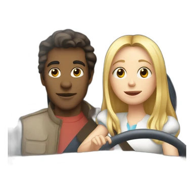 Alice et clément dans la voiture blanche sticker