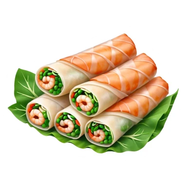 Vietnamese spring roll with a shrimp and green onion sticker