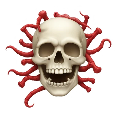 Skull with red worms on top sticker