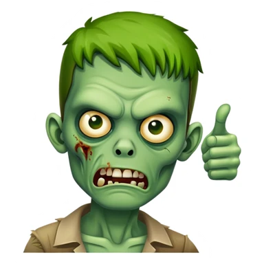 zombie with green skin giving thumbs down sticker