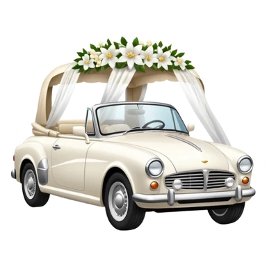 Luxury convertible car with wedding decorations, in profile sticker