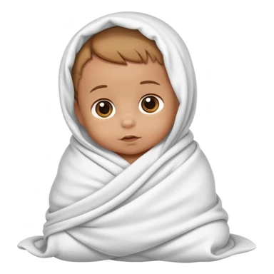 tanned baby swaddled in a white blanket sticker