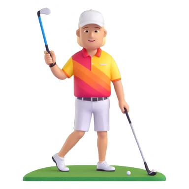John Daly lookalike figure, colorful golf attire, holding a golf club sticker