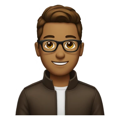 a brown boy with a slick back brown hair with eye glasses sticker