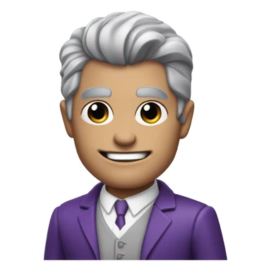 fully  body character, two-face, harvey dent, batman villian, right side of face purple, grey hair sticker