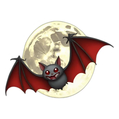 realistic full moon dripping red with vampire bat wings flying in front sticker