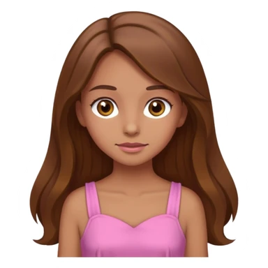 Tan skinned girl with long, brown hair,  hazel colored eyes and in a pink outfit. sticker
