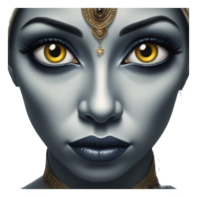 Mysterious alien in Aladdin style, oil paint, black eyes, intricate lips, masterpiece portrait, beautiful, desirable, logical, Arabic sticker