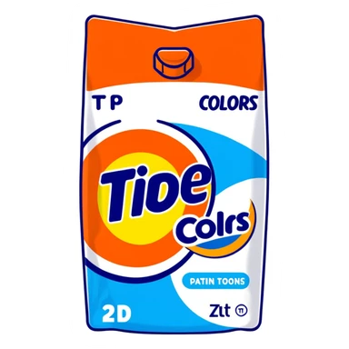 Tide detergent pack with logo sticker