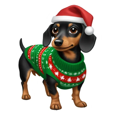 yorkie dachshund mix wearing Christmas sweater sticker