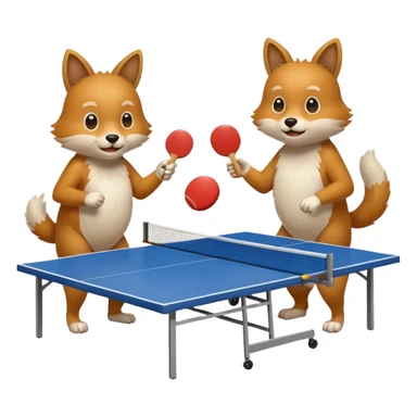 deux animaux qui jouent au ping pong sticker