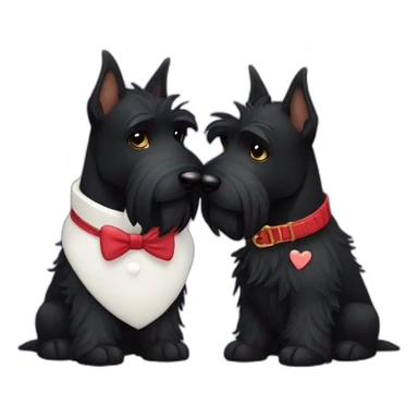 Two black Scottish terrier kissing sticker