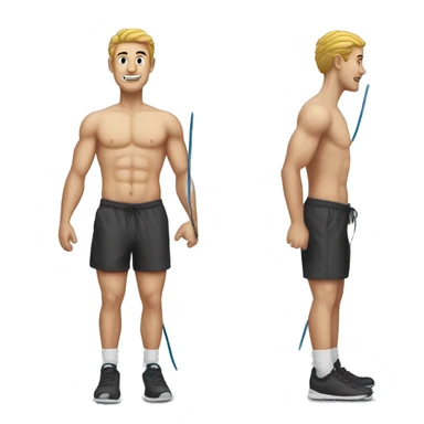 Create a white man in a tank top jumping rope. Make his name Sex machine sticker