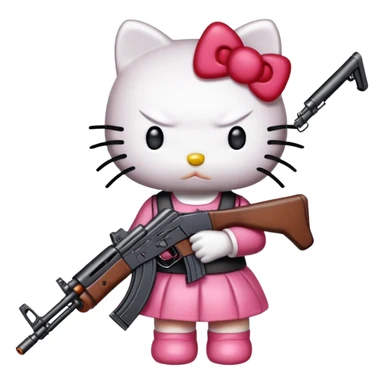 hello kitty mit einer ak47 und bösem gesicht sticker