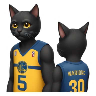 Black cat wearing warriors jersey sticker