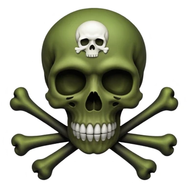 a poisonous cloud of gas, dark swamp color, with an image of a skull and two crossed bones behind the skull sticker