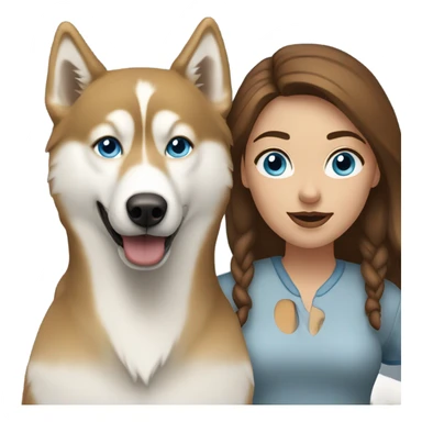 White Woman hair brown and bleus eyes and golden Husky  sticker