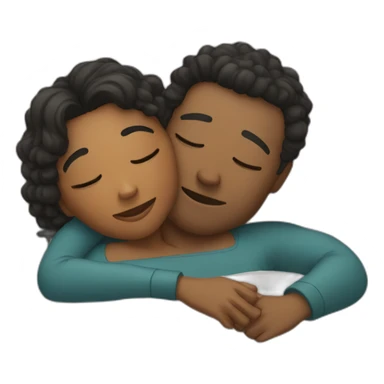 two people cuddling while lying down sticker