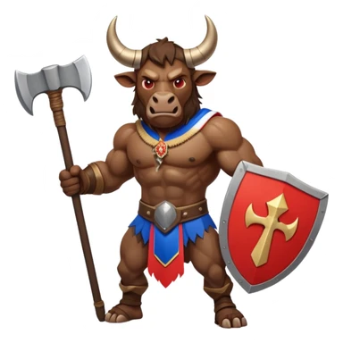 minotauro with axe and russian flag sticker