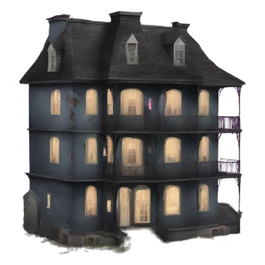 Dark dilapidated 8 story Haunted Barbie manor hotel with attached garage  sticker
