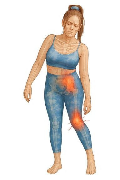 Donna asimmetrica con dolori immagine medica sticker