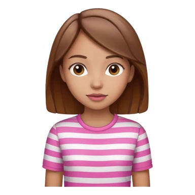 lightskin girl  pink and white striped shirt and brown hair  sticker