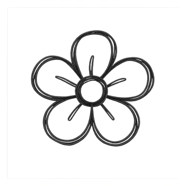 a flower emoji in hand drawn style sticker