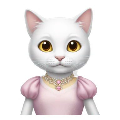 White cat in a princess dress sticker