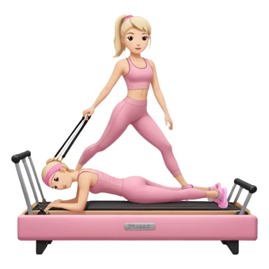 pilates beige reformer girl with pink set of clothes.  sticker