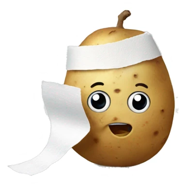 Potato with toilet paper stuck to it sticker