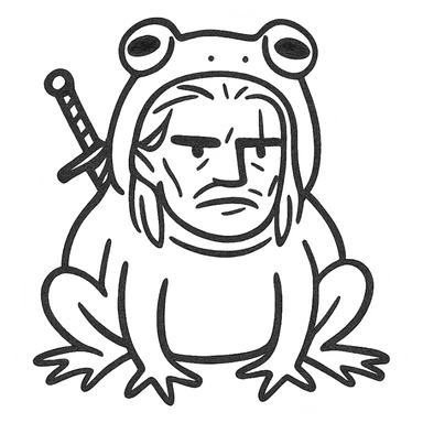 Geralt from The Witcher in a toad costume sticker