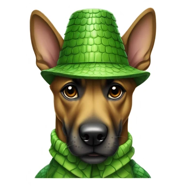 a malinois wearing a crocodile costume sticker
