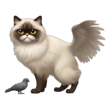 himalayan cat hunting pigeon sticker