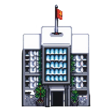 corporate office building pixel art style no background sticker